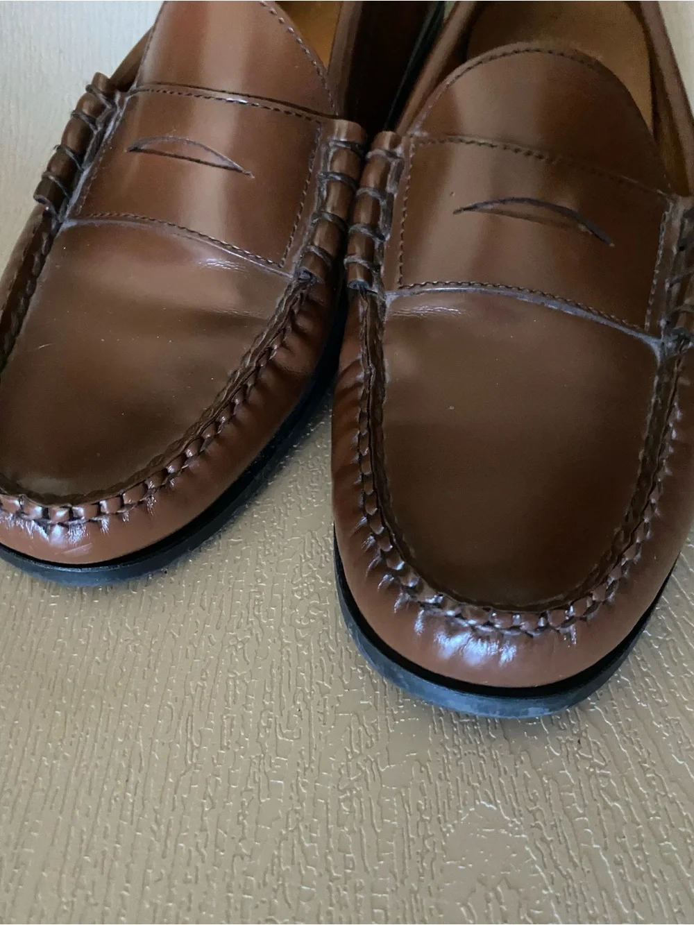 J.Crew superior boots & shoes brown patent leather penny loafers flex soles 10